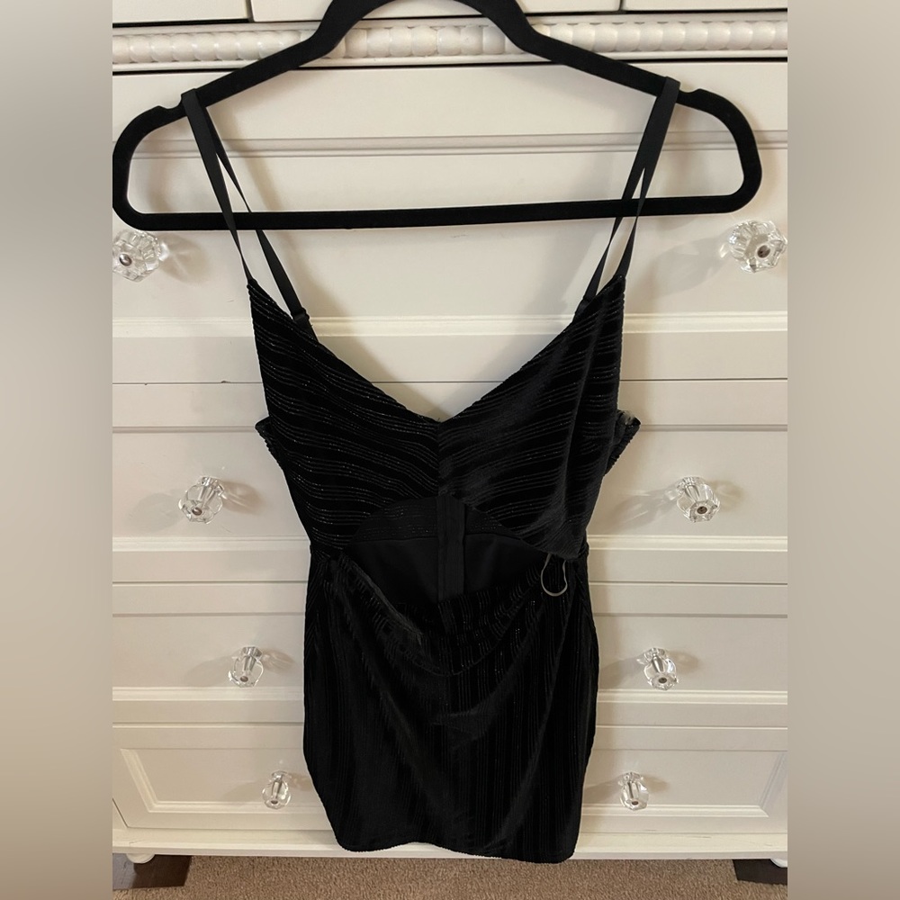 Privy cutout velvet black and silver glittery mini bodycon dress